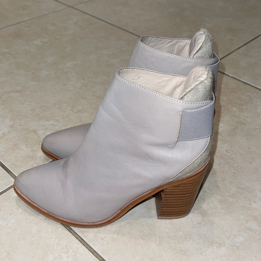 Sol Sana grey leather & calf hair booties